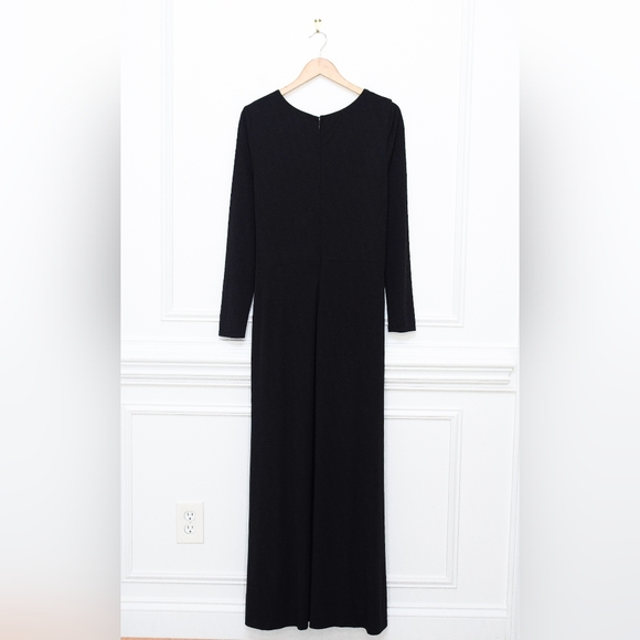 Lauren Ralph Lauren Ruffle Trim Jersey Gown Black Chain Detail Size 14 Formal - Picture 8 of 10